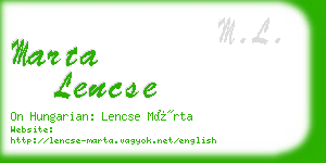 marta lencse business card